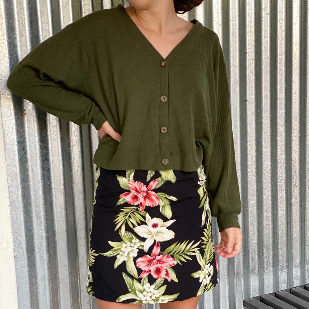Olive Green Cropped Sweater